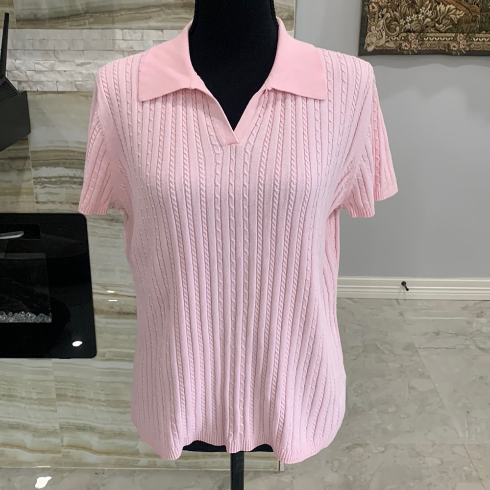Croft & Barrow Short Sleeve Pink Sweater. Size L (351)